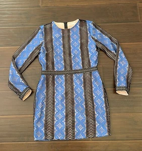 ENDLESS ROSE Women's Blue/Black Lace Long Sleeve Mini Dress Sz Large NWOT - Picture 1 of 11