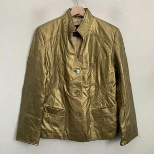 Chaqueta Terry Lewis Clásica de Lujo Botones de Cuero Dorado Bolsillos Forrados Talla M NUEVA - Imagen 1 de 10