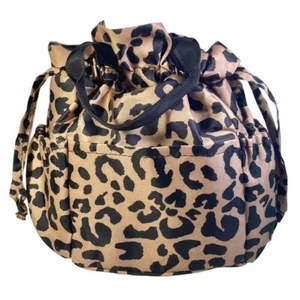Animal Print Lunch Bag Tote Hobo Bucket Waterproof Cinch Closure Side Pockets - Picture 1 of 9