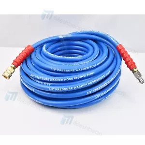 100' Pressure Washer Hose Non-Marking - 4800 PSI 100ft Length Blue With Couplers - Picture 1 of 14