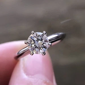 1.00 Ct Round IGI Lab Created Diamond Engagement Ring 14K White Gold - Picture 1 of 12