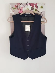 Zara Navy Blue Waistcoat, UK Size L 12 New - Picture 1 of 8