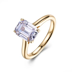 2.8ct White Topaz 8x5mm Cushion Gemstone Ring Solid 14K Yellow Gold Anniversary - Picture 1 of 11