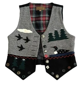 Lucia Lukken Broomskirts Damen Weste Wolle Patchwork Gr. Small Artsy Northwoods - Bild 1 von 13