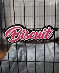 8,5" Individuelle Hundekiste Namensschild 2 Schichten Wählen Sie Ihre Farbe Haustierkäfig ID Personalisieren - Bild 1 von 7