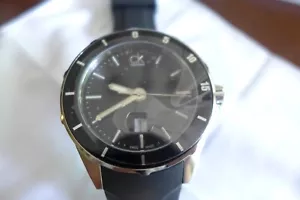 Calvin Klein Black Quartz Diving Watch on Rubber Strap, Swiss Made, MSRP: $360 - Picture 1 of 6