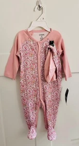 Chaps Baby Girl 2-Piece Footed Pajamas & Hat - 6M, NWT - Picture 1 of 3