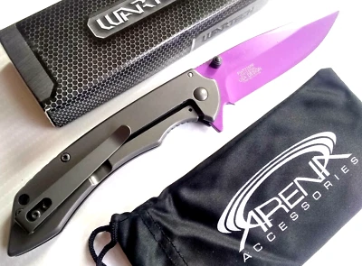 Фиолетовый карманный нож EDC лезвие наконечник вверх двусторонний левша зажим пружина помощь - Изображение 1 из 3