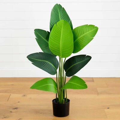 4’ Travelers Palm Artificial Tree w/8 Lvs Home Decor Real Touch. Retail $153 - Image 1 of 4