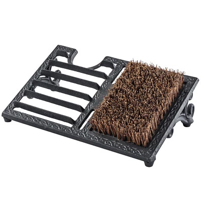 MYGIFT Vintage Black Heavy Duty Cast Iron Angled Boot Scraper Mat Dirt Cleaner Brush