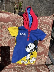 Disney Parks Infant Mickey Mouse Hooded Romper 2021 Yellow Blue Size 18 Months - Picture 1 of 4