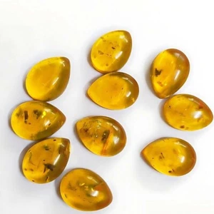 50 Pcs Baltic Amber 8x12mm Pear Cabochon Synthetic Calibrated Loose Gemstone - Picture 1 of 4