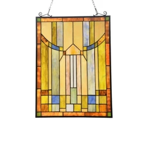 24.5" Stained Glass Tiffany Style Hanging Window Panel Suncatcher Mission Design - Picture 1 of 4