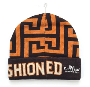 OLD FORESTER BOURBON DA ALTMODISCHE ACRYL STRICK BEANIE MÜTZE KAPPE GEOMETRISCH NEU MIT ETIKETT - Bild 1 von 8