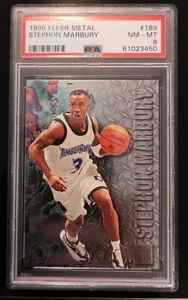 1996-97 Fleer Metal #189 Stephon Marbury RC Rookie Graded PSA 8 NM- Mint - Picture 1 of 2