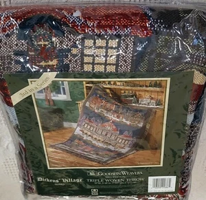 Dept 56 Dickens Village Cotton Woven Throw 50" x 68” 3rd in Series - USA - Picture 1 of 5