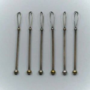 Silverplate Set of 6 Drink Stirrers or Whisks Antique Vintage Barware Art Deco - Picture 1 of 2
