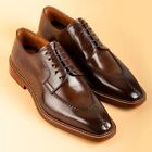 Men Handmade Brown Leather  Lace up Dress Shoes Formal Casual Men Dress Shoes