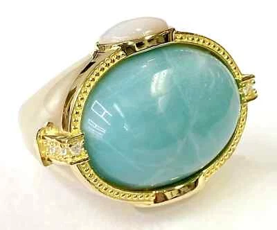 HSN Cristina Sabatini Turquoise Sterling Silver mystic Dome Ring Size 7 - Image 1 of 4