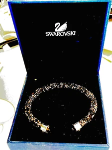 Swarovski Black/Silver Crystal Cuff Bracelet size M - Picture 1 of 13