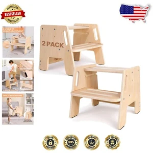 Eco-Friendly Height-Adjustable Step Stool for Toddler Independence Training - Picture 1 of 8