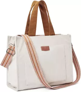 Corduroy Tote Bag for Women Casual Zipper Tote Fashion Shoulder Handbag Hobo Bag - Picture 1 of 6