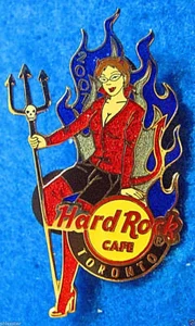 TORONTO CANADIAN DEVIL GIRL LADY TRIDENT PITCHFORK FLAMES 07 Hard Rock Cafe PIN - Bild 1 von 1