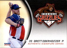 2015 Fresno Grizzlies Choice #15 Brett Oberholtzer New Castle Delaware DE Card