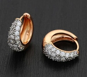 Luxus Ohrringe Creolen Zirkonia 750er Gold 18K vergoldet Gelbgold Damen 16mm - Bild 1 von 5