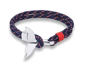 Walflosse Wal Flosse Kordel Armband Band Armschmuck Kordelarmband blau rot - Bild 1 von 3