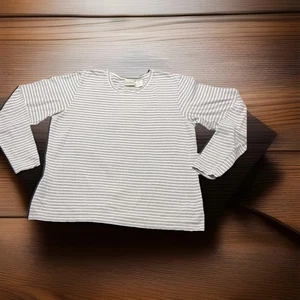 LL Bean Cream And Brown, Striped Crew Neck Long Sleeve Shirt Women’s Sz-L - Picture 1 of 4