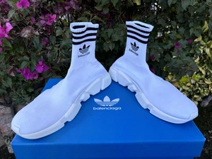NIB $995 Balenciaga X Adidas Speed LT Trainer Sneaker White Sz 47 US 14 - Picture 1 of 8
