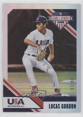 2020 Panini USA Baseball Stars & Stripes Longevity Sapphire /49 Lucas Gordon #40 - Image 1 of 2