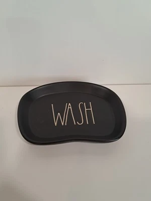 Rae Dunn Artisan Collection WASH Black Soap Dish White Letters By Magenta 213 - Image 1 of 2