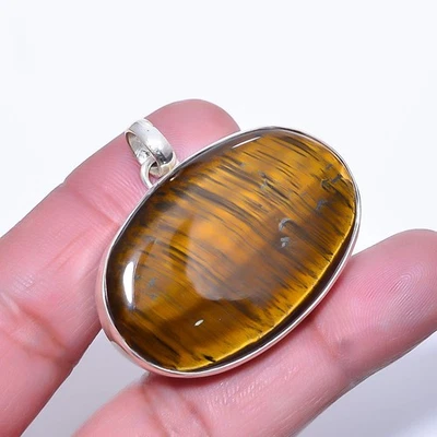Ojo de tigre amarillo - Colgante de joyería de plata de ley 925 de Sudáfrica 1,37" T88 Foto 1 de 4