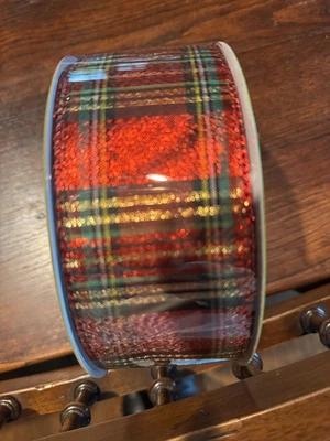 Sam's Club 2.5” x 50 yardas Diseñador Cinta con Cable Tartán Cuadros ROJO Verde Dorado Nuevo Foto 1 de 4