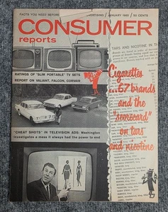 Consumer Reports Magazin Januar 1960 Zigarettenbewertungen TV Rezensionen Vintage - Bild 1 von 6