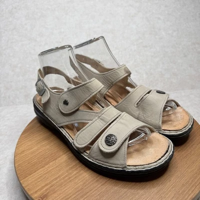 Sandalias para mujer Finn Comfort de cuero beige con correa ajustable talla 39 EU 8 US WIDE Foto 1 de 4