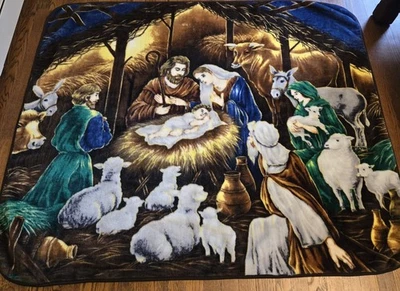NorthWest Company Manger Nativity Scene Christmas Fleece Throw Blanket 50"X 60” - Image 1 of 3