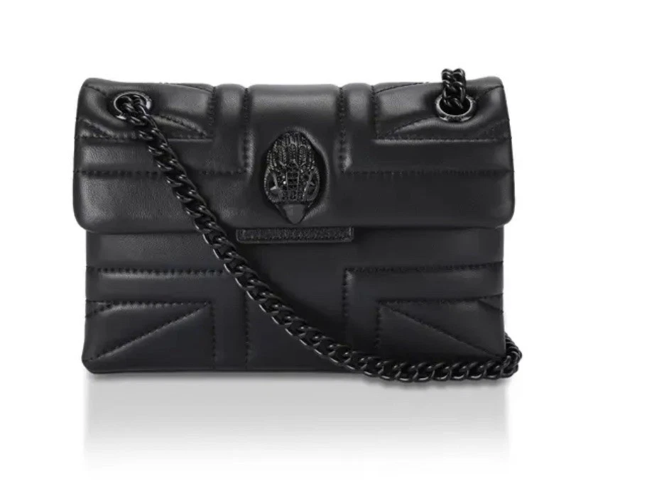 Kurt Geiger London Mini Kensington Union Jack Black Leather Bag 14cm(H), 20cm(L) - Image 1 of 4