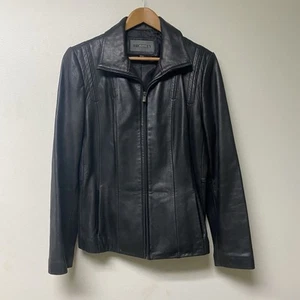 Bromley Collection Womens Large Leather Jacket Full Zip Zippered Coat Lined - Picture 1 of 6