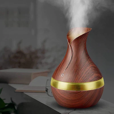 PROFUMATORE AMBIENTE DIFFUSORE ESSENZE UMIDIFICATORE LED RGB 300ML JAN008 (Legno - Immagine 1 di 4