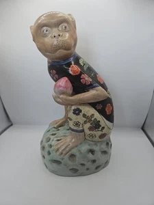 Vtg Chinese Famille Verte Porcelain Monkey Figurine 10.5” Nice Condition - Picture 1 of 20