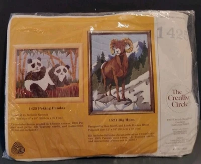 '86 Pure Wool Longstitch Embroidery 2 Kit Pandas Sheep/Ram 1425 Creative Circle - Image 1 of 4