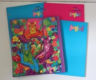 Vintage Lisa Frank Rainbow Tigers 3 Ring Binder Notebook & 3 Folders  - Image 1 of 4