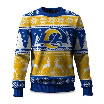 2025 Christmas Rams Reindeer Football Ugly Sweater -  Christmas Gift - Image 1 of 4