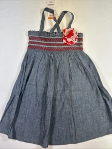 Gymboree Girls Chambray Sundress Red White Blue Size 4 NWT - Picture 1 of 5