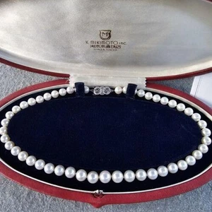 Mikimoto Marilyn Monroe Pearl Strand Necklace 7-9mm 16" 18k Diamond Limited rare - Picture 1 of 8