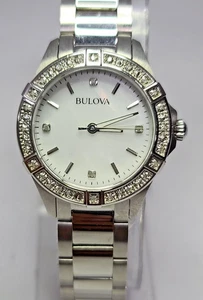 BULOVA WEISSES ZIFFERBLATT EDELSTAHL DAMEN UHR MB5-378 - Bild 1 von 12