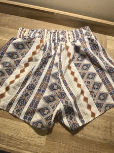Womens Size Small Shorts Blue Gold White Dress Comfortable - Picture 1 of 3